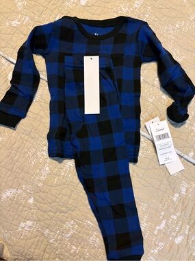Kids Blue & Black Buffalo Plaid PJ Set
